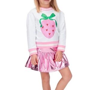 Azarhia Kids Strawberry Print White and Pink sweatshirt